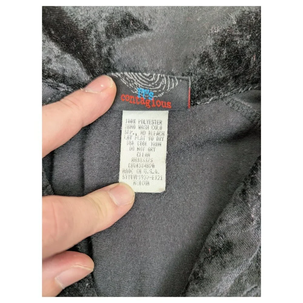 Vintage Y2K Crushed Velvet Button‎ Down Flame Shirt Size Medium